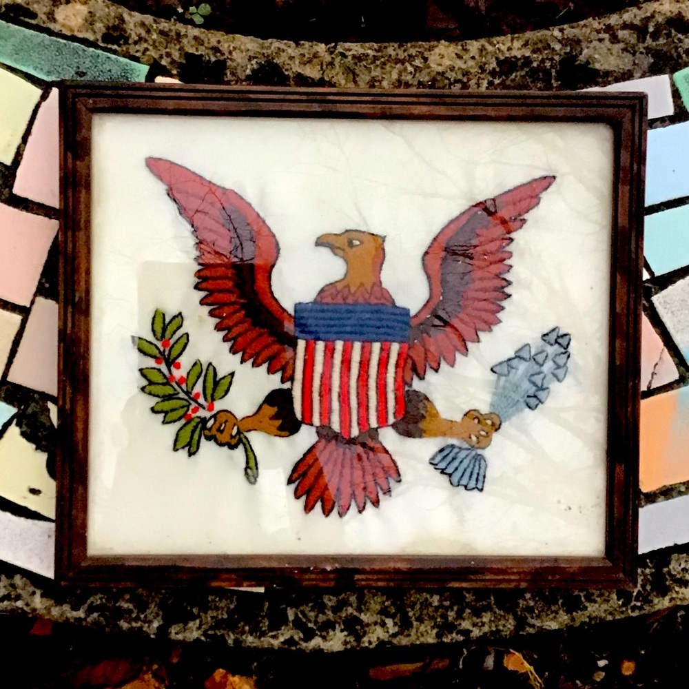 Vintage Needlepoint Eagle USA America Arrows Old School Traditional Sailor Jerry